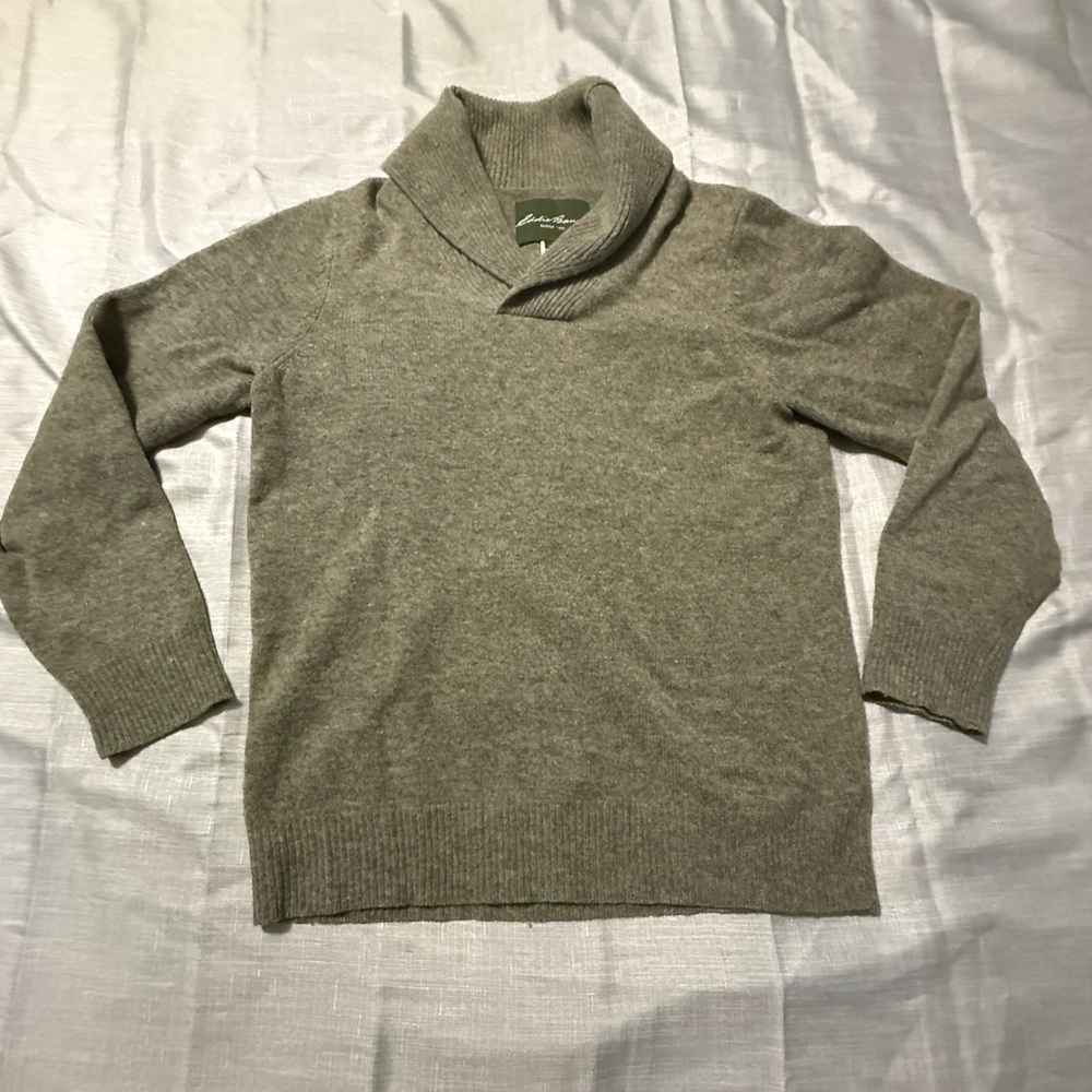 Men's‎ Eddie Bauer Grey Wool Long Sleeve Sweater Size Medium 108